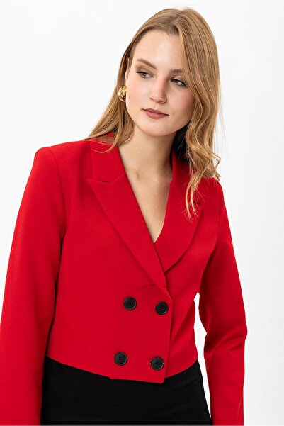 ŞİMAL Kadın Kısa Düğme Kapamalı Blazer Ceket 250218 - 250467