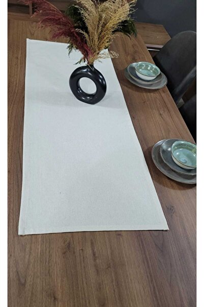 SEVCAN TEKSTİL Buldan İşi Sade Düz Keten Runner Masa Örtüsü 50X200