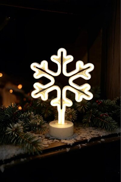 PARTİ SEPETİ Kar Tanesi Neon Led Işıklı Masa Gece Lambası