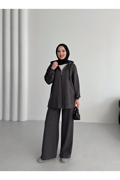 New Lune Women's Clothing Hooded Top and Bottom Two-Piece Set, Suitable for Modest Wear.