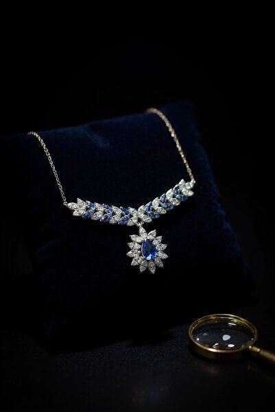 Çgk Çiğdem Gürel Kuyumculuk Mavi Damla Taşlı Altın Kolye