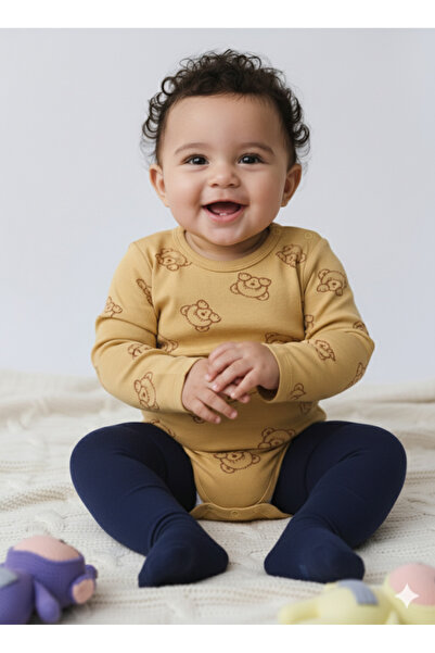 Şimo Butik Girl Boy Child Baby Long Sleeve Snap Fastener Bodysuit-Badi 100% O...