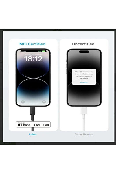 Anker كيبل انكر اسودايفون تايب سي لايتنينج قوي جدا 0.9M