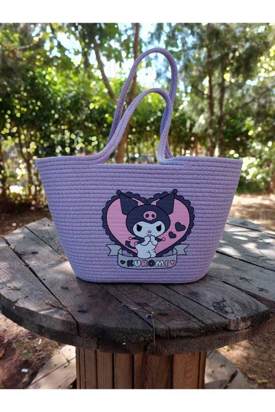 Secem Boutique Kuromi Children's Beach Bag, Jute Straw Bag