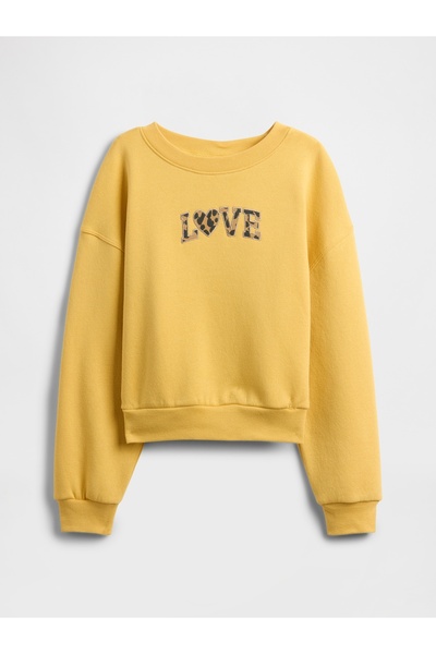 GAP Φούτερ για κορίτσια κίτρινο oversized d Crew Neck