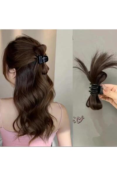Zeysum Kumral Kahverengi Topuz Saçı Toka Pençe Dağınık Topuz Mandal ve Tel To...