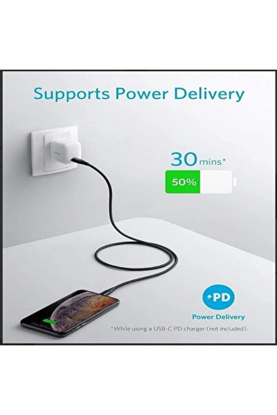 Anker كيبل انكر اسودايفون تايب سي لايتنينج قوي جدا 0.9M