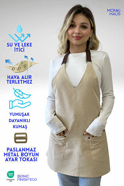 Monki Haus Su İtici Leke Tutmaz Kafe Barista Seramik Pasta Aşçı Garson Çiçekç...