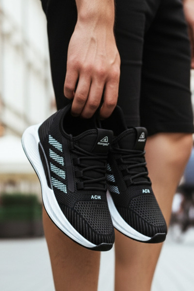 Giyyin Αθλητικά παπούτσια Sneaker Μαύρα Λευκά Καθημερινά Άνετα Ποιοτικά Ορθοπεδικά με κορδόνια Κατάλληλα για το χειμώνα Floti