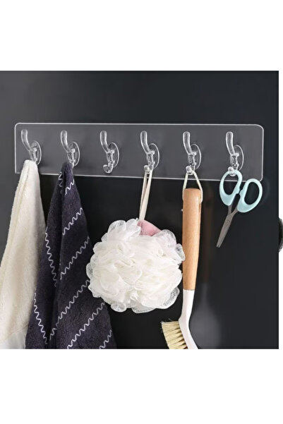 OEM Set 4cuiere din plastic cu adeziv puternic si 5 carlige, 35 x 6 cm Transp...