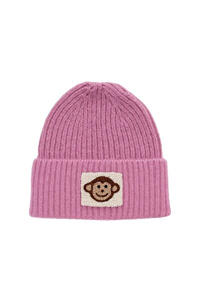 byebruketenci Beretă roz cu model Monkey Punch, pălărie de lână de lux, cadou...