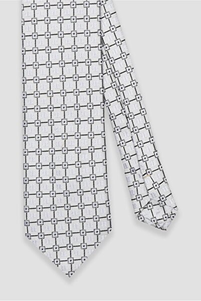 Abbate Tie 8 cm Microfiber Polyester White Men's Patterned Tie