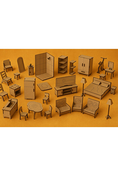 HAKFA TASARIM Ahşap Minyatür Ev Eşyaları