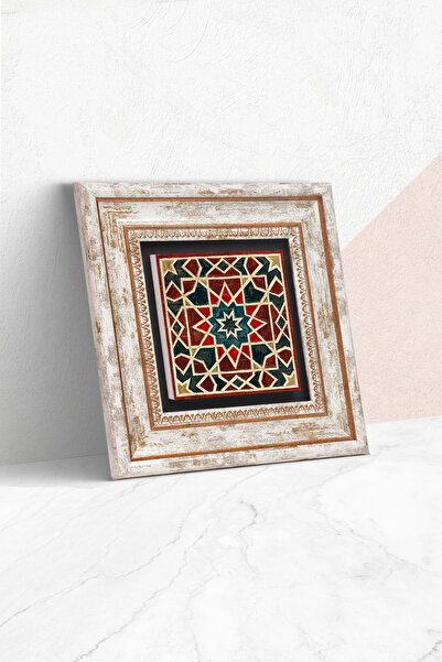 Pinecone Etnički uzorak uokvirene kamene zidne slike – Dekorativna moderna um...