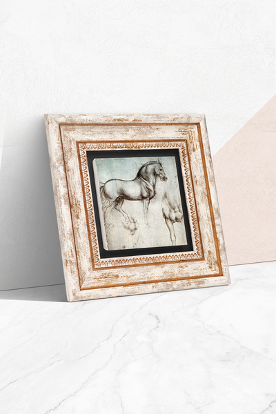 Pinecone Leonardo Da Vinci Statuia Calului Pictură pe Piatră Decor de Perete În Rama Artă de Perete