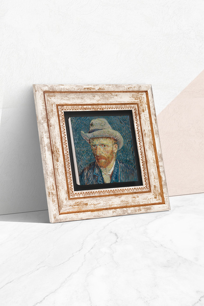 Pinecone Van Gogh autoportret uokvirena slikom na kamenu zidu – Dekorativna m...