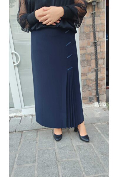 Butik Шкіряна спідниця Tesettur великого розміру на підкладці з плісированою тканиною плісе з тканини порторіко