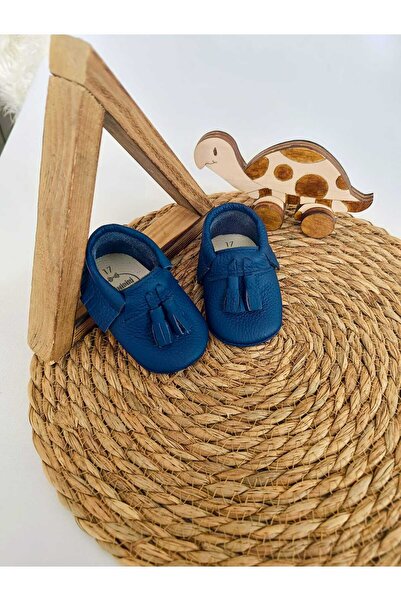 MİNİBİRİ Kıng Model Lacivert Renk Bebek Makosen Patik Bebek Ayakkabısı