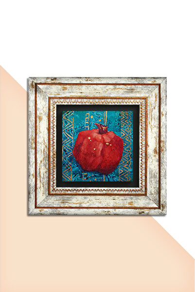 Pinecone Pomegranate Framed Stone Wall Painting – Decorative Modern Art, Home and Office Decor | T1-02 |