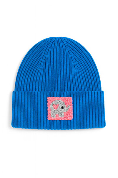 byebruketenci BLUE WOOLED BEAT PINK ELEPHANT ANIMAL PUNCH PATTERNED HAT