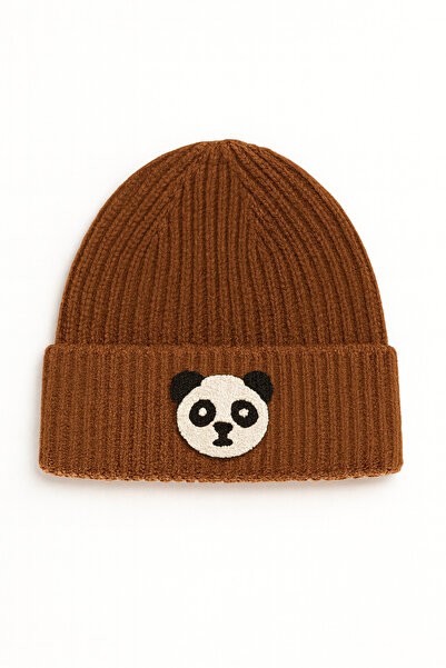 byebruketenci Beretă maro cu model Panda Punch, pălărie de lână de lux, cadou...