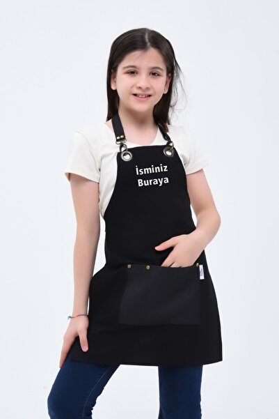 Monki Haus Kişiye Özel İsim Nakışlı Leke Tutmaz Çocuk Önlük - Mutfak Boyama H...