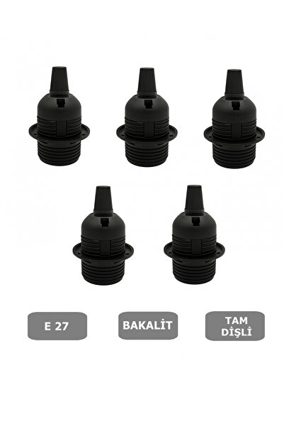 CONANA İtalyan Tip E27 Tam Dişli Duy Vidasız Geçmeli Bakalit Siyah (250V-4A) ...