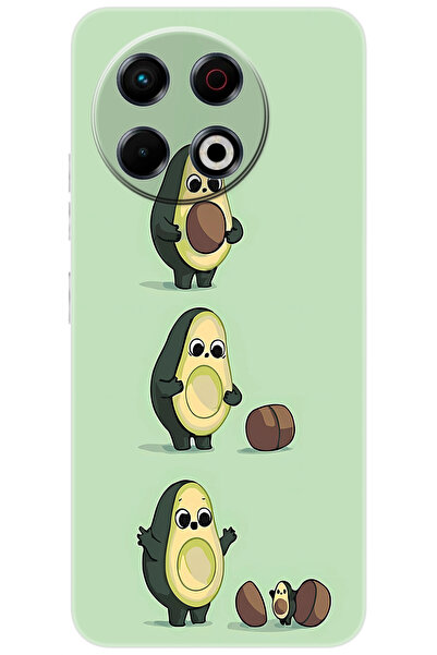 TECNO Spark 30 Pro (KL7) Uyumlu Kılıf Desen Baskılı Silikon Avakado STK:618 C...