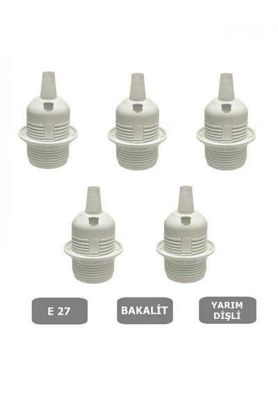 CONANA İtalyan Tip E27 Tam Dişli Duy Vidasız Geçmeli Bakalit Beyaz (250V-4A) ...