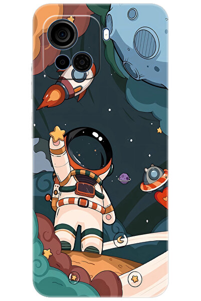 CASPER Via F30 Uyumlu Kılıf Desen Baskılı Silikon Astronot STK:696 CP-PMOjkUu