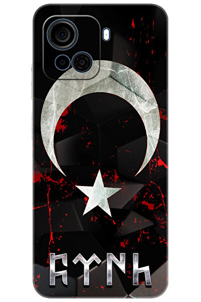 CASPER Via F30 Uyumlu Kılıf Desen Baskılı Silikon Ay Yıldız ve Göktürkçe Türk...