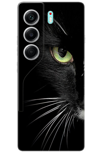 TECNO Camon 40 (CM5) Uyumlu Kılıf Desen Baskılı Silikon Siyah Kedi STK:482 CP...