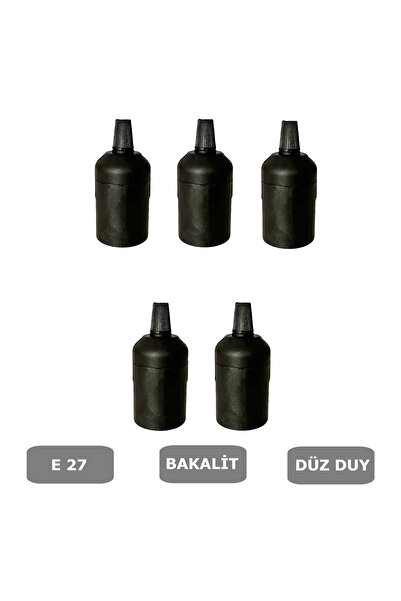 CONANA İtalyan Tip E27 Duy Vidasız Geçmeli Düz Bakalit Siyah (250V-4A) 5 Adet