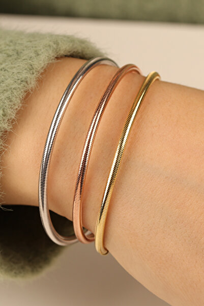 Çgk Çiğdem Gürel Kuyumculuk Kadın Gerçek Altın Esnek Bilezik – Sarı / Rose / ...