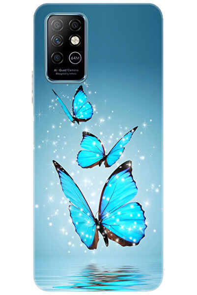 Ceppare iNfinix Note 8 (X692) Uyumlu Kılıf Desen Baskılı Silikon Mavi Kelebek...