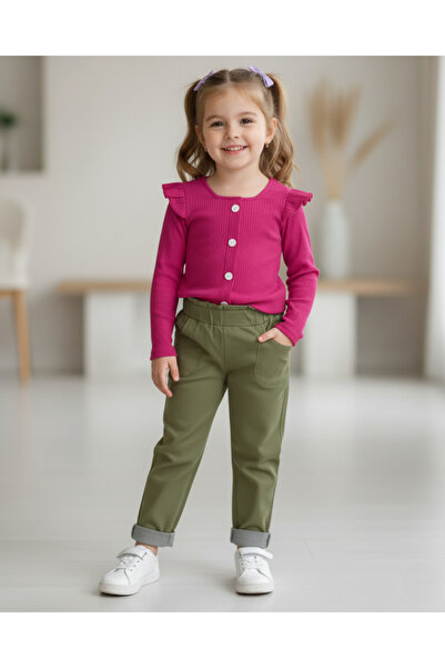 voyyo kids baby Set bluză și pantaloni din in pentru fetiță de 2-6 ani - Design elegant pentru iarna sezonieră