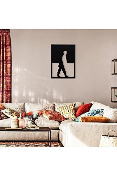 VENON Black Metal 30X40 cm Rectangular Walking Man Human Wall Decor Modern Minimalist Metal Painting