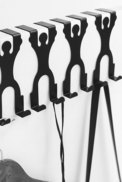 VENON 1 Piece Black American Type Home Metal Behind-The-Door Hanger Organizer with Man Figure, Bathroom