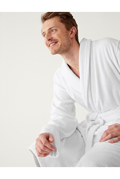 Marks & Spencer Saf Pamuklu Uzun Kollu Havlu Sabahlık