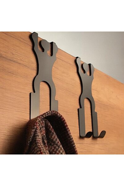 VENON 1 Piece Black American Type Home Metal Behind-The-Door Hanger Organizer with Man Figure, Bathroom