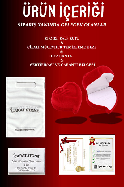 CARAT STONE Pırlanta Işıltılı Gerçek Gümüşten, Kadın Tamtur Yüzük