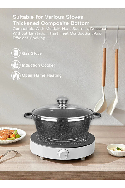 sharpdo 10 Piece Cookware Set Aluminum Pots And Pans With Tempered Glass Lids Kitchen Tools