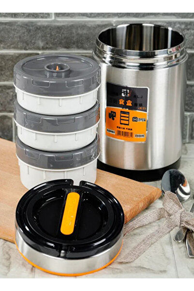 Master Çelik Yemek Termosu Sefer Tası 3 Bölmeli Iç Dış Çelik 1.9 Litre