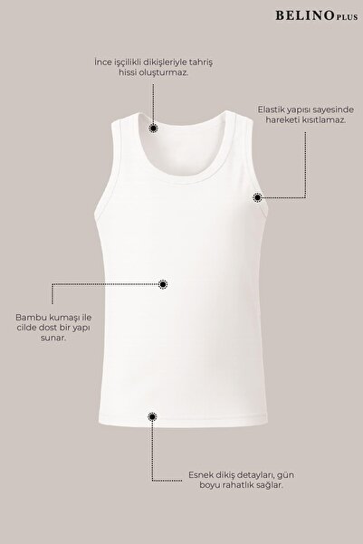 BELİNOPLUS Bambu Athlete Men's White Color Sweat Absorbent Lycra 3-Pack