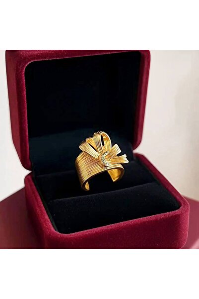 Luxiva Steel Ring with Bow Tie Detail