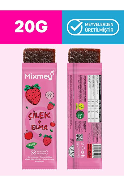 mixmey Karma 2 Meyve Bar 12 Adet | Sağlıklı Atıştırmalıklar – Vegan, Glutensiz, Koruyucusuz 20gr X 12 Adet
