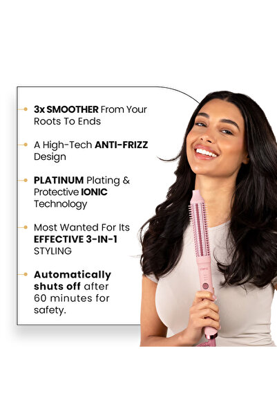 Clara Anti-Frizz Ionic Slim Hot Brush, 3-in-1 Hairstyling Tool