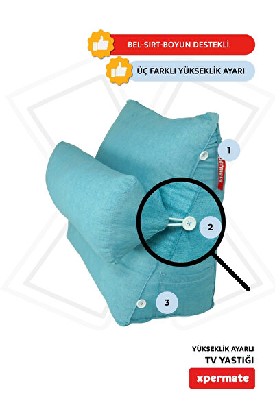 XPERMATE Pernă albastră pentru televizor - Pernă postoperatorie cu suport pentru talie și gât