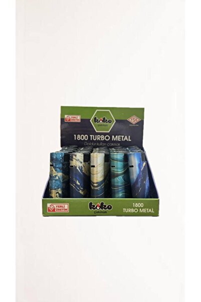 Koko BKJET1800 Turbo Metal Çakmak Desenli Yeniden Doldurulabilir 25 Adet Lüks Çakmak