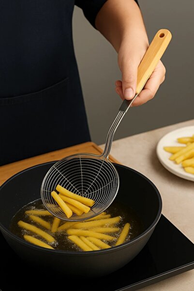 Bambum Ladle with Bamboo Handle Wire Colander 14cm